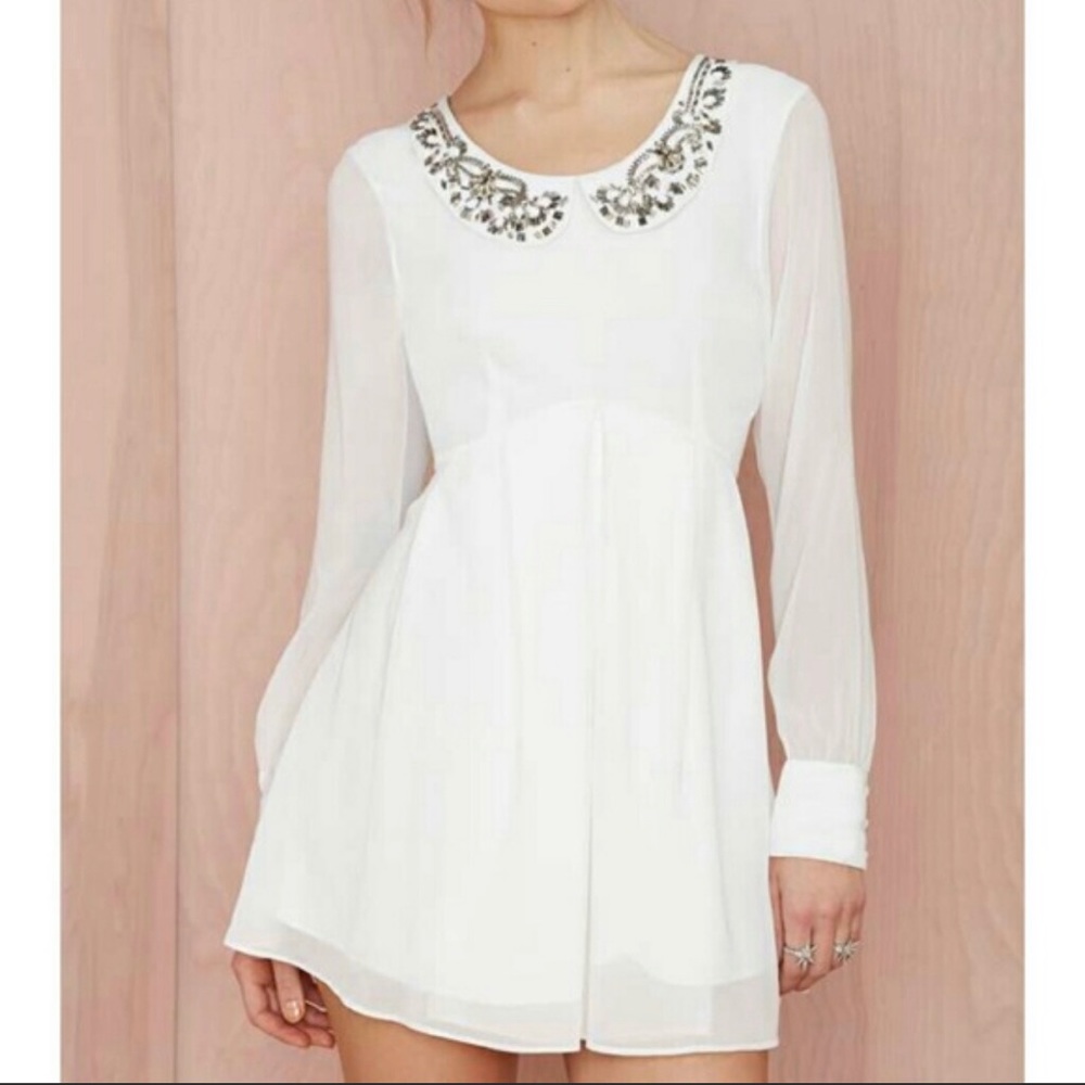 Nasty Gal Earth Angel Beaded Collar Mini Dress